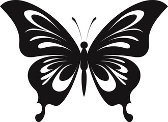 Graceful Flutter Black Butterfly Emblem Monochrome Beauty Butterfly Icon in Black