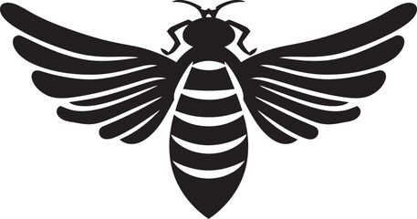 Intricate Insect Black Cicada Icons Detailed Design Graceful Nature Cicada Symbol in Blacks Elegance