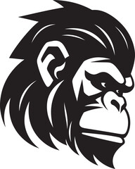 Chimpanzee Majesty Black Vector Wildlife Symbol Charming Ape Silhouette Black Chimpanzee Design