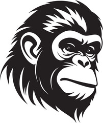 Chimp Wisdom Monochrome Wildlife Tribute Sculpted in Nature Black Vector Ape Logo
