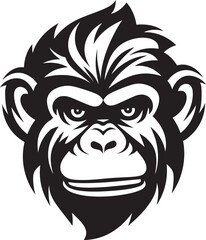 Charming Chimpanzee Silhouette Black Chimpanzee Design Chimp Wisdom Monochrome Wildlife Tribute