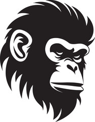 Grace and Grace Black Vector Chimpanzee Logo Strength in Shadows Ape Emblem in Black