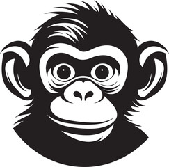 Chimpanzee Silhouette in Noir A Tribute to Wildlife Chimp Charm in Monochrome Elegant Chimpanzee Emblem