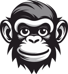 Intricate Beauty Chimpanzee Symbol in Noir Graceful Wilderness Black Vector Chimpanzee Design