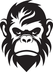 Elegant Simplicity in Black Chimpanzee Emblem Strength and Grace Black Vector Wildlife Icon
