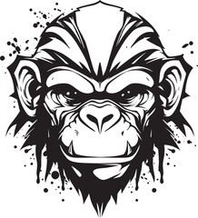 The Noble Chimp A Work of Natural Beauty Monochromatic Chimpanzee Icon Elegant Primate Emblem