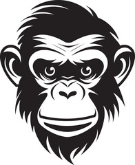Elegant Reflections Black Vector Chimpanzee Logo The Art of Wildlife Black Chimpanzee Emblem