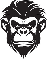 Obraz premium Graceful Majesty Ape Icon in Black Noir Beauty Takes Flight Chimpanzee Symbol