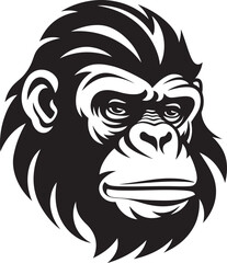 Noir Beauty Takes Flight Chimpanzee Symbol Elegance in the Jungle Black Vector Ape Emblem