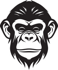 The Art of Wildlife Black Chimpanzee Emblem Graceful Majesty Ape Icon in Black