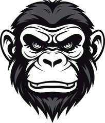 Chimpanzee Majesty The Art of Elegance in Black Graceful and Bold Black Vector Chimpanzee Logo