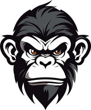 Monochromatic Mastery Black Chimpanzee Logo in Vector Sleek and Powerful The Chimpanzee Emblem of Strength