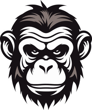 Intricate Artistry Black Vector Chimpanzee Design The Essence of Wildlife Elegant Black Chimpanzee Symbol