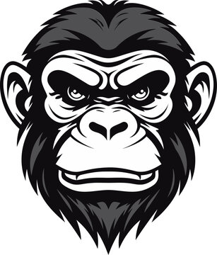 Chimpanzee Majesty The Art of Elegance in Black Graceful and Bold Black Vector Chimpanzee Logo