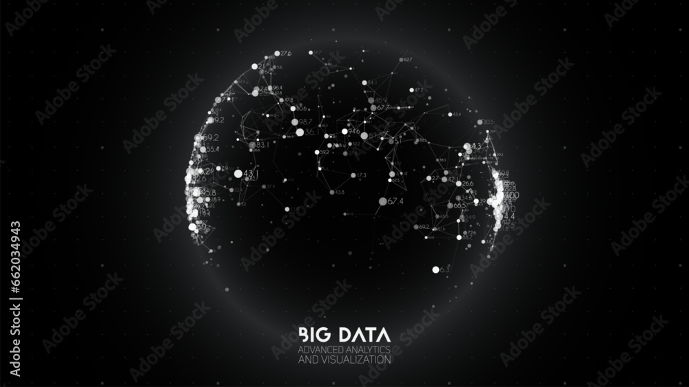 Poster Big data visualization. Futuristic infographic. Information aesthetic design. Visual data complexity. Complex data threads graphic visualization. Abstract data graph.