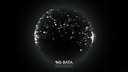 Big data visualization. Futuristic infographic. Information aesthetic design. Visual data complexity. Complex data threads graphic visualization. Abstract data graph.