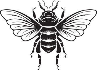 Sculpted Melody Black Cicada Logo in Monochrome Monochromatic Serenity Cicada Symbol in Natures Chorus