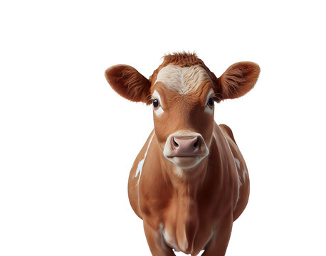 Close-up of a brown cow isolated.