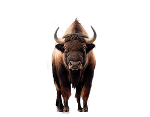 Naklejka premium Close-up of a brown buffalo isolated.