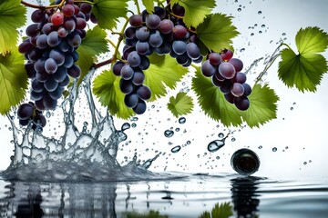 grapes water splashes isolated on white background 