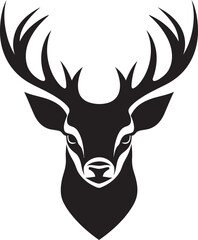 Elegance in the Wild Deer Emblem in Monochrome Harmonic Beauty in Shadows Black Deer Symbol