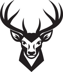 Fototapeta premium Intricate Beauty Black Deer Icons Detailed Antlers Graceful Wildlife Deer Symbol in Monochrome Elegance