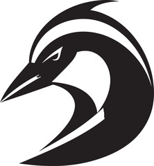 Monochromatic Magic Penguin Emblem in Blacks Arctic Beauty The Art of the Ice Black Vector Penguin Logos Polar Charm