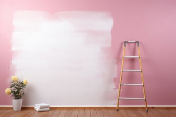 Home improvement includes painting walls pink and white with a trusty roller