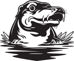 Monochromatic Majesty Platypus Symbol in the Water The Art of the Wetlands Black Vector Emblem