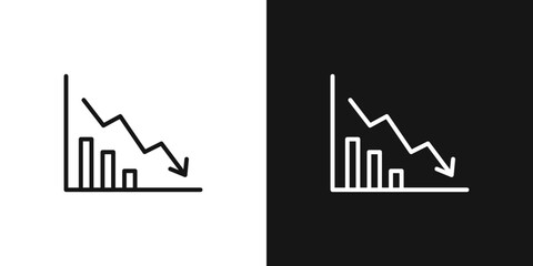 business graph down  thin line vector icon illustration