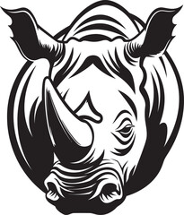 Elegant Horns Rhino Symbol in Monochrome Majesty Nocturnal Nature Black Emblem in Noirs Regal Elegance