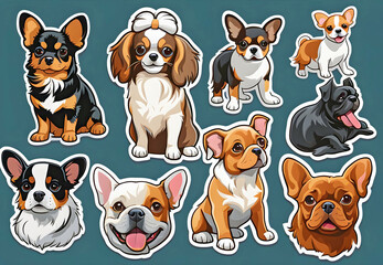 Obraz premium Small breed dogs stickers. dog portrait. 