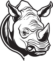 Rhino King Icon in Black Vector Rhino Horn Emblem Design