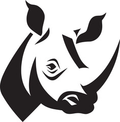 Rhino Head Symbol in Black Stylized Rhino Icon Art