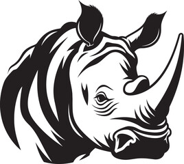 Noir Rhino Logo Power and Grace in Minimalistic Design Sleek Strength Black Rhinoceros Emblems Commanding Presence