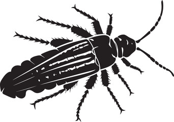 Sleek SilverFish Icon Black Vector Beauty Elegant Insect Logo Midnight Marine Marvel