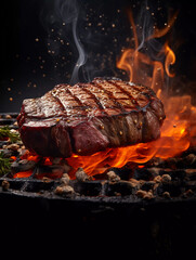 Sizzling Grilled Steak: Ribeye, T-bone, Sirloin, Filet Mignon - obrazy, fototapety, plakaty