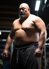 Fototapeta na wymiar a middle-aged fat Japanese super heavy wreslter