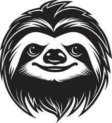 Sloth Silhouette Monochromatic Serenity Beneath the Leaves Vector Logo Wonder