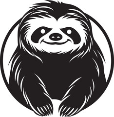 Elegant Sloth Emblem Ebon Zenfulness Monochromatic Majesty Zenful Charm