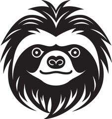 Inky Black Silhouette Lazy Luster Unique Sloth Badge Onyx Serenity