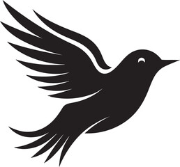 Obraz premium Serenade of the Silhouette Vector Charm Feathered Serenity in Flight Iconic Beauty