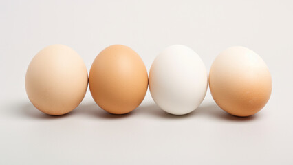 three eggs on a white background