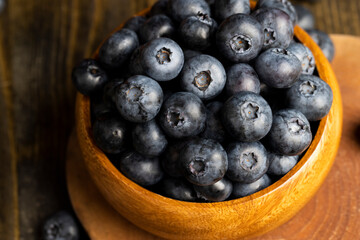 Ripe blueberries on the table