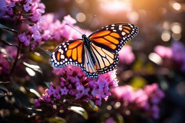 a monarch butterfly perched on an overgrown flower Generative AI