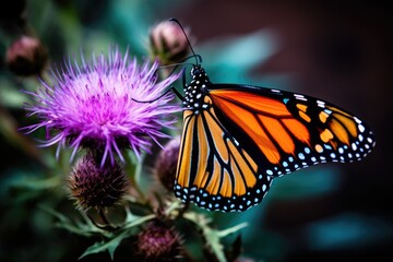 monarch butterfly on purple flower generative AI