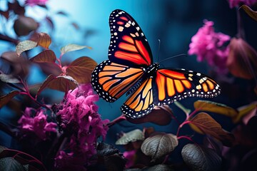 a monarch butterflies sits on a plant Generative AI