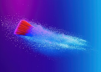 Flying Red Paintbrush in Space - Fluid Gradient