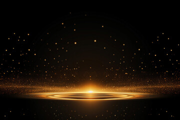 Abstract background with golden glitter on dark background