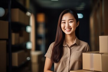 Asian Female Shipping And Receiving Clerk Job Professional Concept Generative AI
